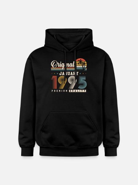 Alkuperäinen tammikuu 1995 Vintage Retro syntymäpäivä - Gildan Unisex Softstyle® Midweight huppari - musta