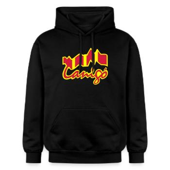 canigo catala - Sweat à capuche Softstyle® Gildan Unisexe - noir - Devant - Marisol (170cm) & Nik (191cm)