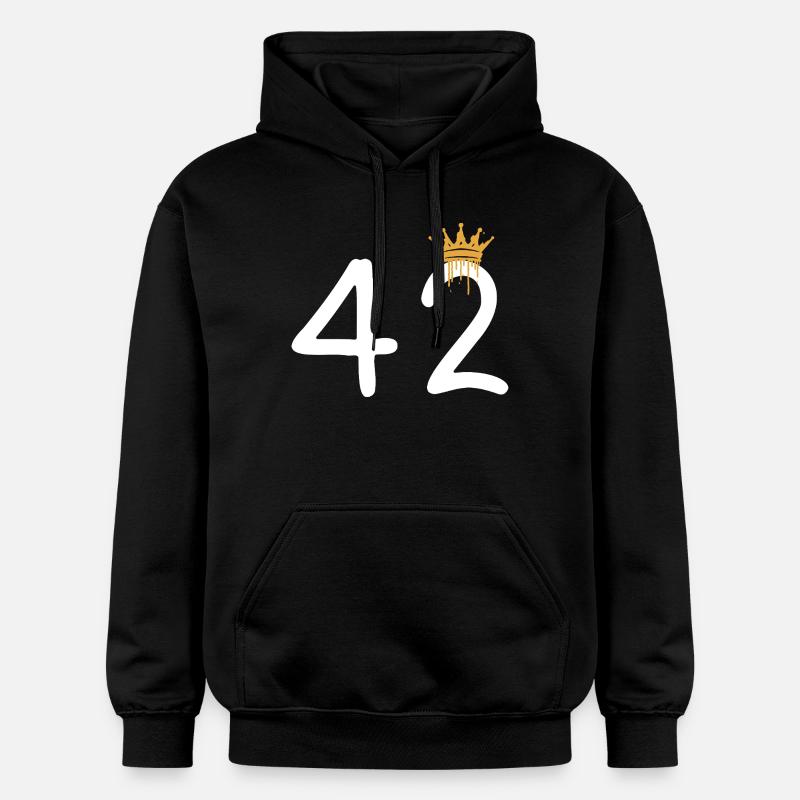 Graffiti numéro 42 avec couronne - Sweat à capuche Softstyle® Gildan Unisexe - noir