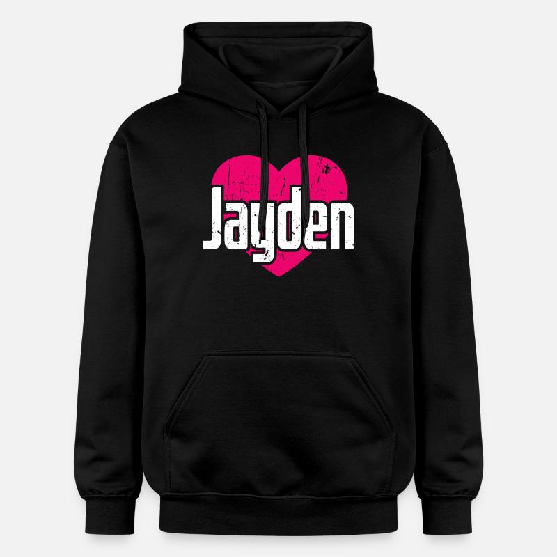 J’aime Jayden Coeur rose J’aime Jayden - Sweat à capuche Softstyle® Gildan Unisexe - noir