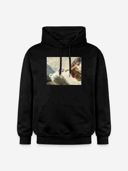 Dog God Hand Maltese Dogs meme - Gildan Unisex Softstyle® Midweight Hoodie - black