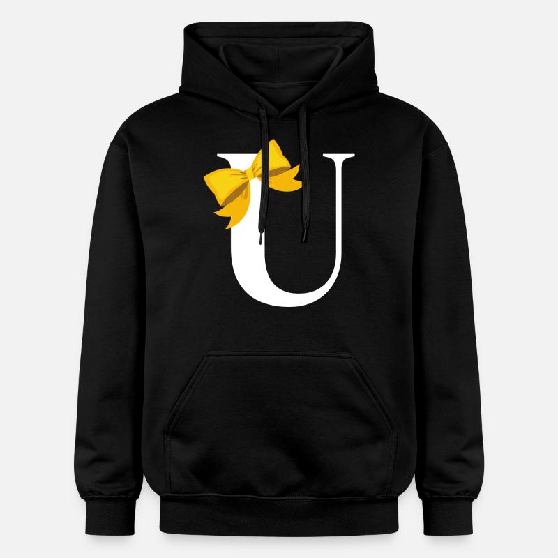 Lettre u nœud jaune - Sweat à capuche Softstyle® Gildan Unisexe - noir