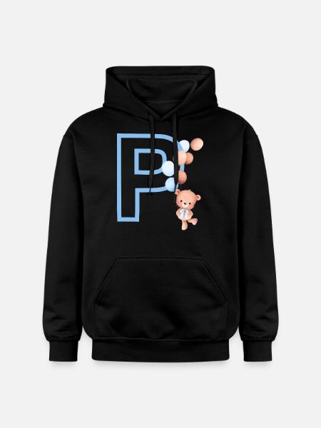 Blauer Buchstabe P Bär - Gildan Unisex Softstyle® Midweight Hoodie - Schwarz