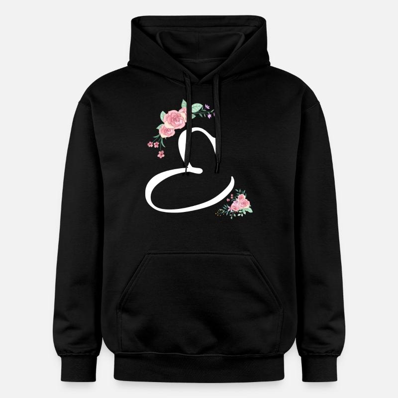 Lettre e fleurs - Sweat à capuche Softstyle® Gildan Unisexe - noir