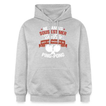 Une fille et joueur de ping-pong - Sweat à capuche Softstyle® Gildan Unisexe - gris clair chiné - Devant - Liana (172cm) & Jaron (178cm)