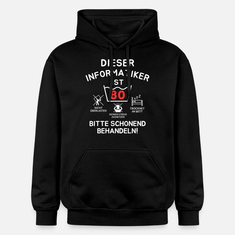 Cet informaticien a 80 ans. - Sweat à capuche Softstyle® Gildan Unisexe - noir