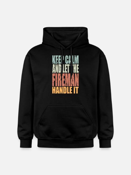 Keep Calm Firefighter Saying Firefighter - Gildan Unisex Softstyle® Midweight Hoodie - black