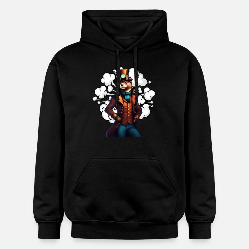 Loutre inventive Steampunk Technikotter - Sweat à capuche Softstyle® Gildan Unisexe - noir