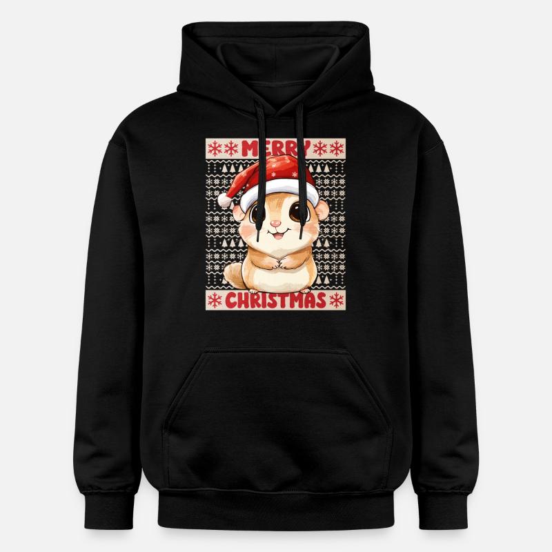 Hamster Moche Noël Noël Doux - Sweat à capuche Softstyle® Gildan Unisexe - noir