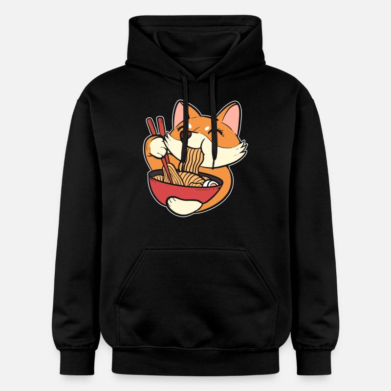 Corgi Ramen - Sweat à capuche Softstyle® Gildan Unisexe - noir