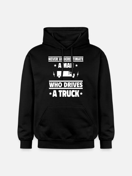 Onderschat nooit een man in de vrachtwagen! - Gildan uniseks Softstyle® Midweight hoodie - zwart