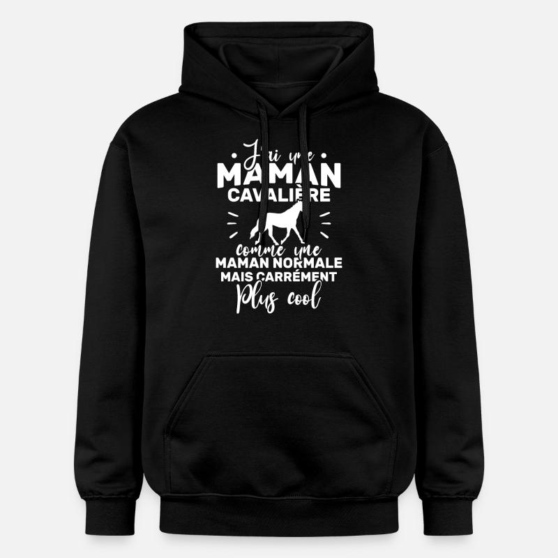 J'ai une maman cavalière - Sweat à capuche Softstyle® Gildan Unisexe - noir