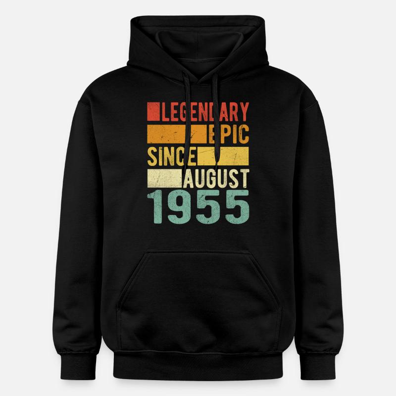 Anniversaire: Août 1955 Épopée légendaire - Sweat à capuche Softstyle® Gildan Unisexe - noir