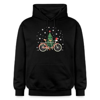 Fahrrad Weihnachtsbeleuchtung Vintage Cycling - Gildan Unisex Softstyle® Midweight Hoodie - Schwarz - Vorne - Marisol (170cm) & Nik (191cm)