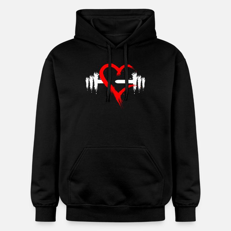 Haltère avec coeur - Sweat à capuche Softstyle® Gildan Unisexe - noir