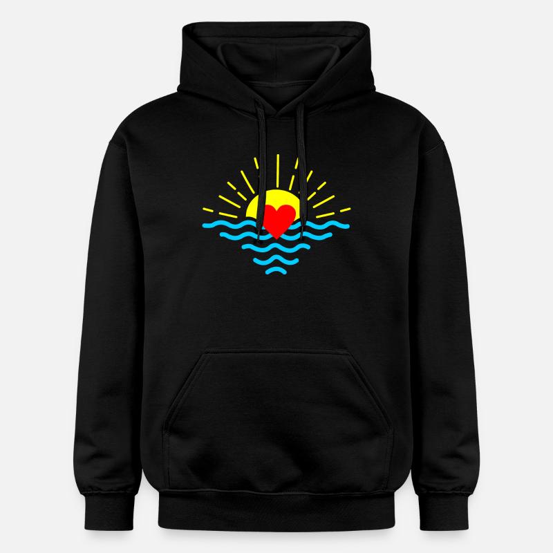 Coucher de soleil avec coeur - Sweat à capuche Softstyle® Gildan Unisexe - noir