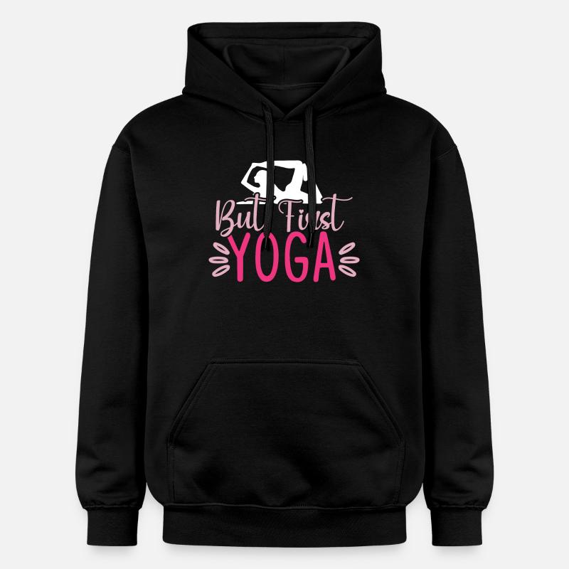 Mais d’abord le yoga - Sweat à capuche Softstyle® Gildan Unisexe - noir
