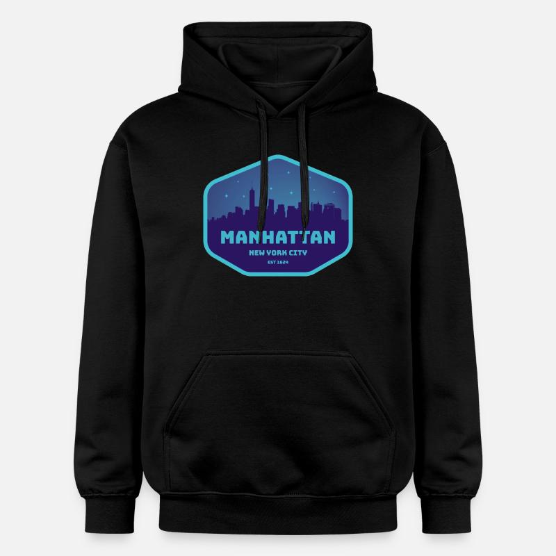 Manhattan, Nueva York - Sudadera con capucha unisex de peso medio Softstyle® de Gildan - negro
