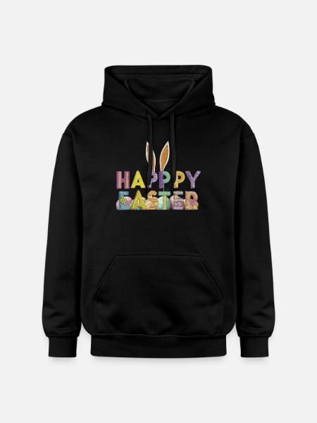Osterhasen-Design mit bunten Buchstaben - Gildan Unisex Softstyle® Midweight Hoodie - Schwarz