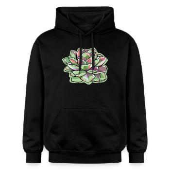 Echeveria Fat Leaf Rosette Succulente - Sweat à capuche Softstyle® Gildan Unisexe - noir - Devant - Marisol (170cm) & Nik (191cm)