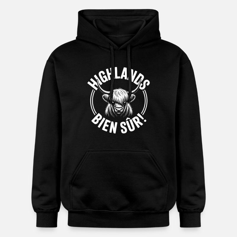 Vache Highland Écossaise – Highland Cow - Sweat à capuche Softstyle® Gildan Unisexe - noir