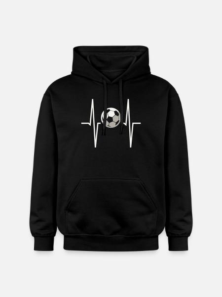 Fußball-Herzfrequenz-EKG Herzfrequenzmonitor Fußballfan - Gildan Unisex Softstyle® Midweight Hoodie - Schwarz