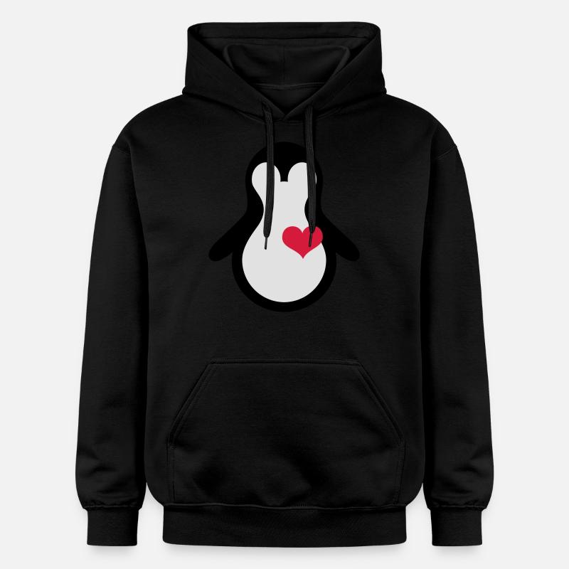 penguin with heart - Sweat à capuche Softstyle® Gildan Unisexe - noir