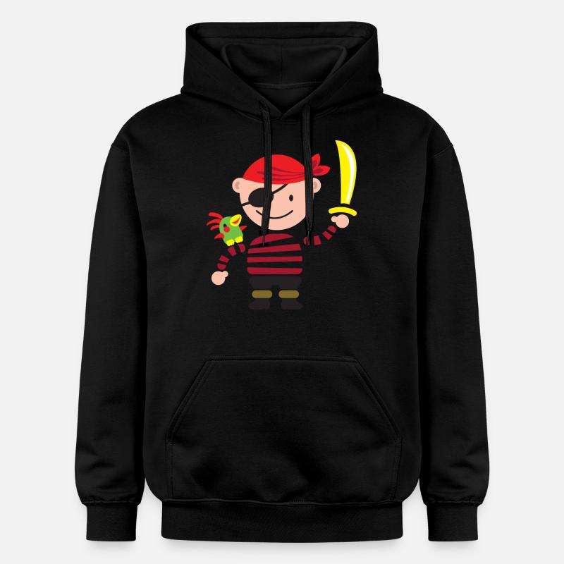 Petit pirate avec le perroquet - Sweat à capuche Softstyle® Gildan Unisexe - noir