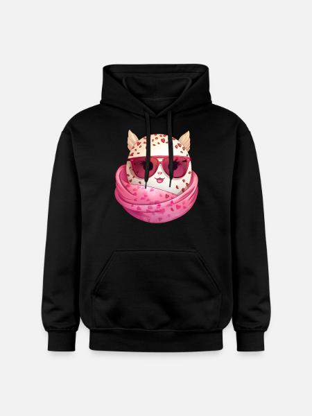 Kawaii påskägg med öron och solglasögon Roligt - Gildan luvtröja unisex Softstyle® Midweight - svart