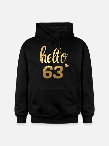Hello 63 gold - Gildan Unisex Softstyle® Midweight Hoodie - black