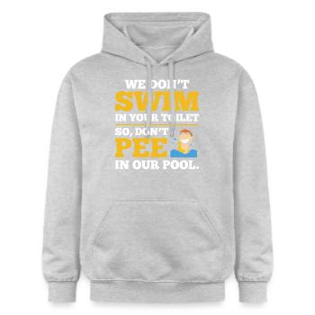 Lifeguard Shirt- Dont Pee - Gildan Unisex Softstyle® Midweight Hoodie - Hellgrau meliert - Vorne - Liana (172cm) & Jaron (178cm)