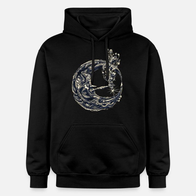 Moon with a pipe - Gildan Unisex Softstyle® Midweight Hoodie - black