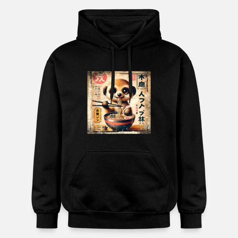 Ramen Meerkat Grunge Poster Style - Sweat à capuche Softstyle® Gildan Unisexe - noir