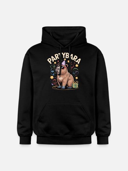Partybara Capybara - Gildan Unisex Softstyle® Midweight Hoodie - black