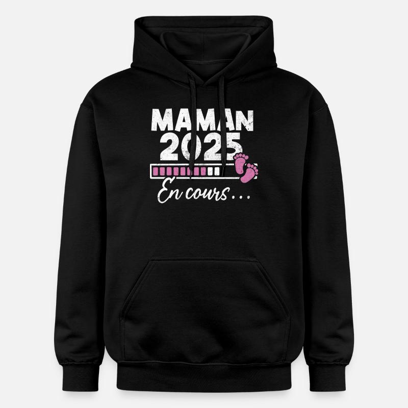 Maman 2025 En Cours - Sweat à capuche Softstyle® Gildan Unisexe - noir