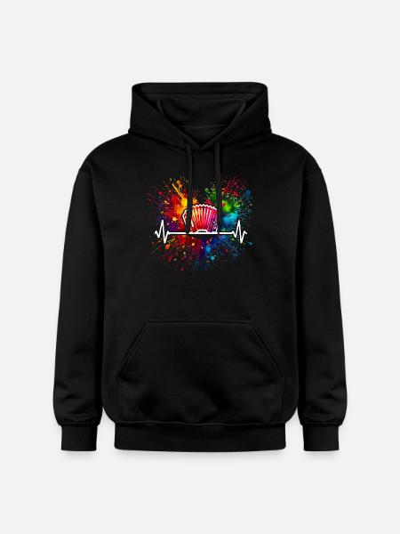 Akkordeon Herzschlag - Gildan Unisex Softstyle® Midweight Hoodie - Schwarz