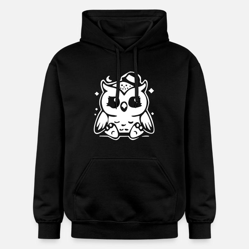 Mignon Figurine de hibou avec chapeau - Sweat à capuche Softstyle® Gildan Unisexe - noir