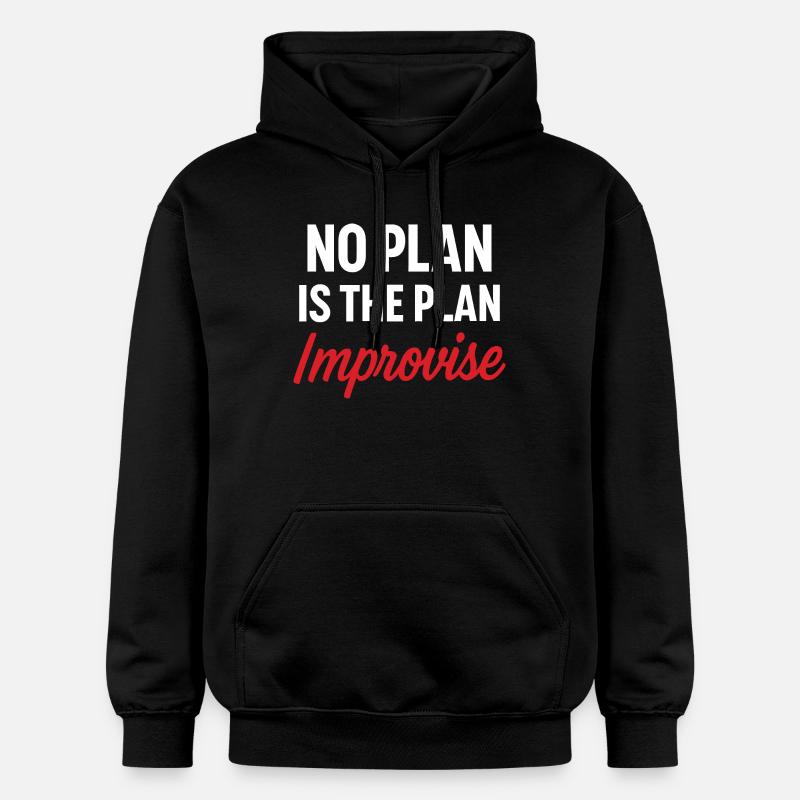 Motivationsbotschaft Kein Plan - Gildan Unisex Softstyle® Midweight Hoodie - Schwarz