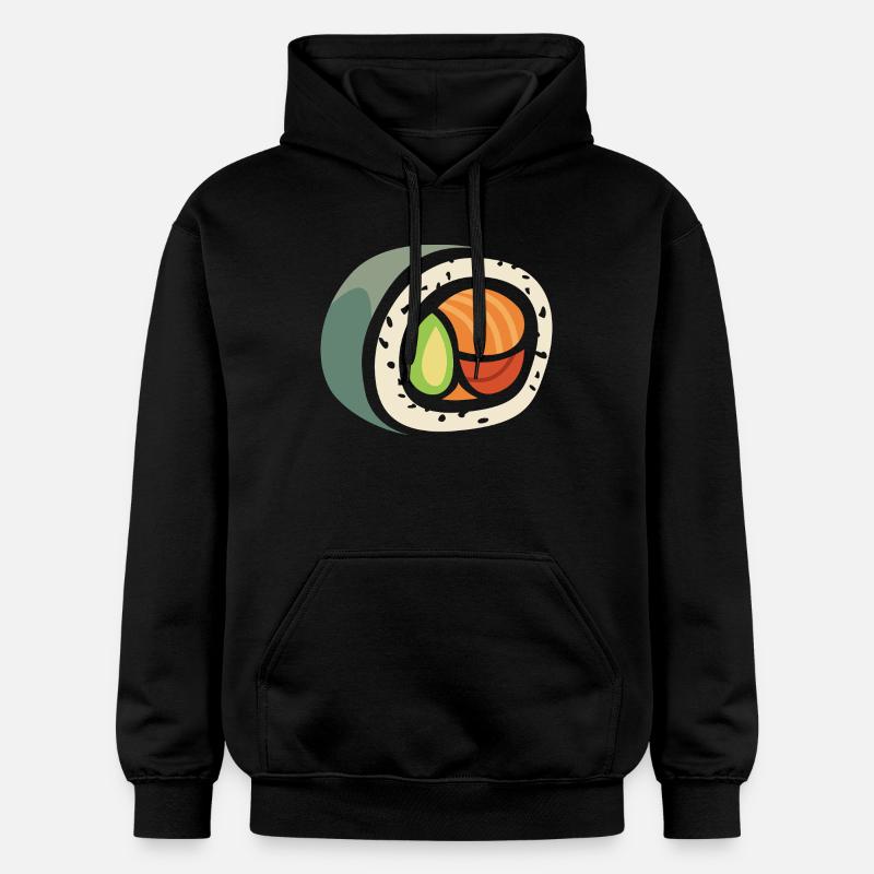 Sushi Roll Cartoon - Conception d’aliments amusants - Sweat à capuche Softstyle® Gildan Unisexe - noir