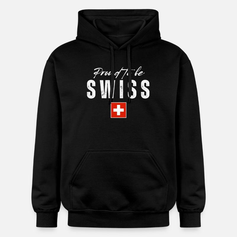 Schweizer Pride, Schweizer Flagge - Gildan Unisex Softstyle® Midweight Hoodie - Schwarz