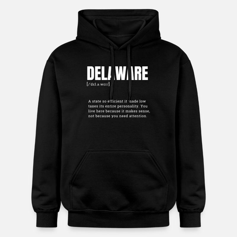 Delaware Neon Typography - Gildan Unisex Softstyle® Midweight Hoodie - black