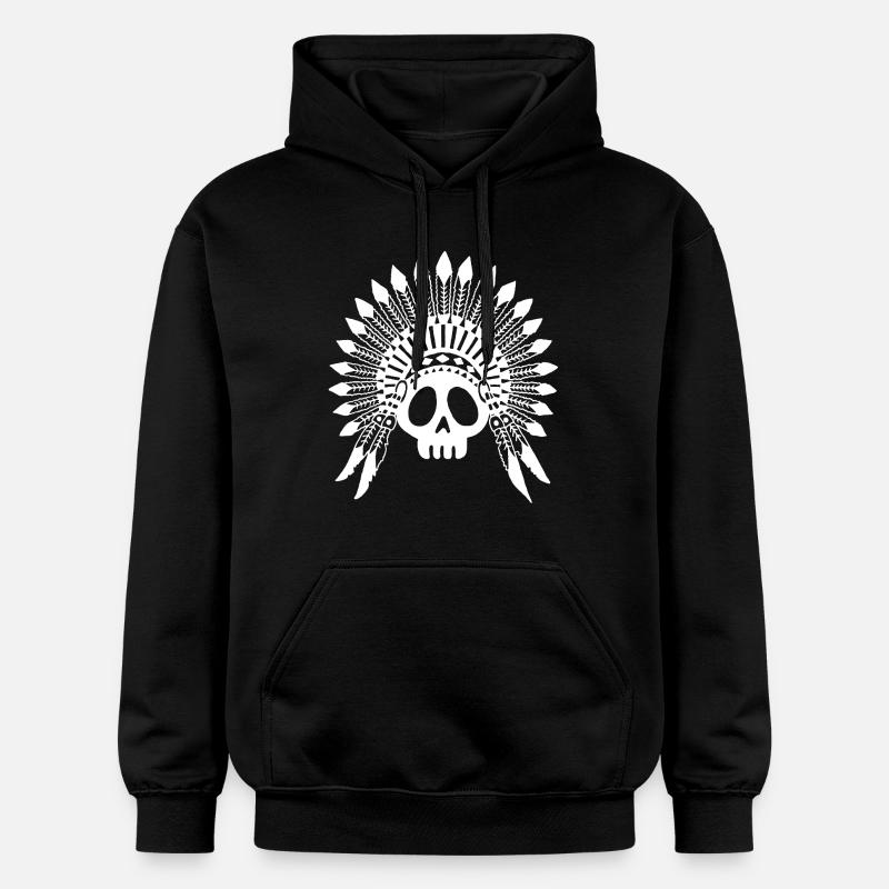 Crâne de chef indien (blanc) - Sweat à capuche Softstyle® Gildan Unisexe - noir