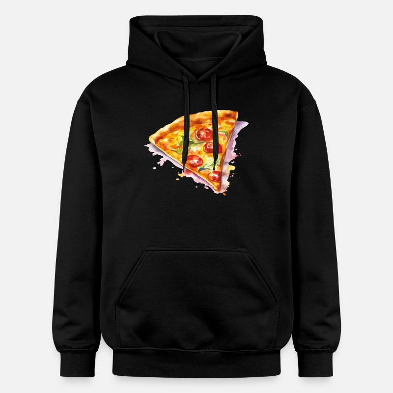 Tranche de pizza aquarelle - Sweat à capuche Softstyle® Gildan Unisexe - noir