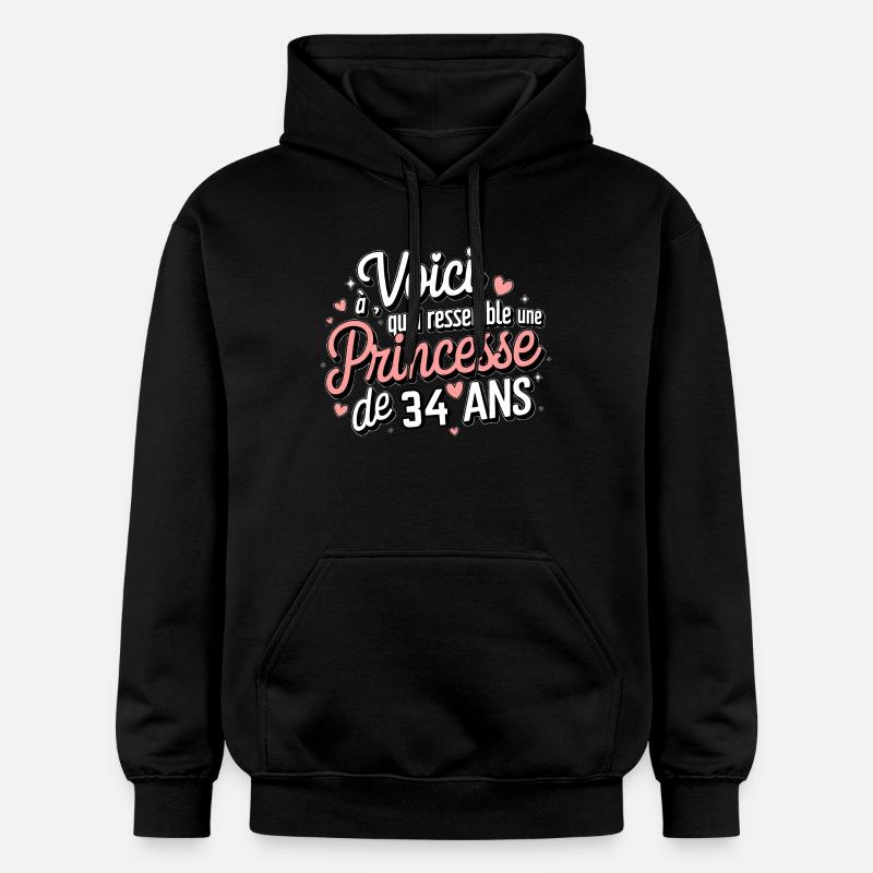 Princesse de 34 Ans - Sweat à capuche Softstyle® Gildan Unisexe - noir