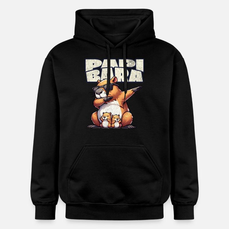 Papibara Capybara Father Dad - Gildan Unisex Softstyle® Midweight Hoodie - black