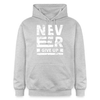 Vintage Never Give Up Grunge Texture - Gildan Unisex Softstyle® Midweight Hoodie - light heather grey - Front - Liana (172cm) & Jaron (178cm)