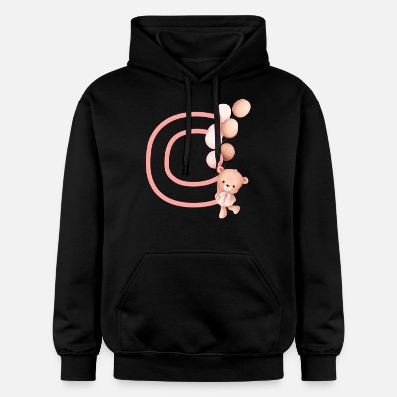 Lettre c rose ours - Sweat à capuche Softstyle® Gildan Unisexe - noir
