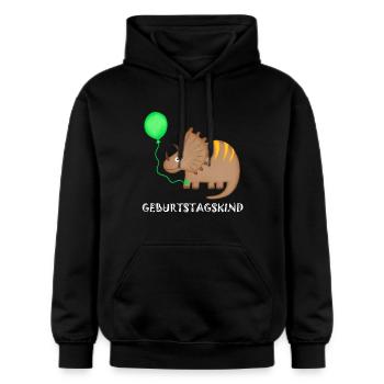 Geburtstagskind Triceratops Dino Geburtstag - Gildan Unisex Softstyle® Midweight Hoodie - Schwarz - Vorne - Marisol (170cm) & Nik (191cm)