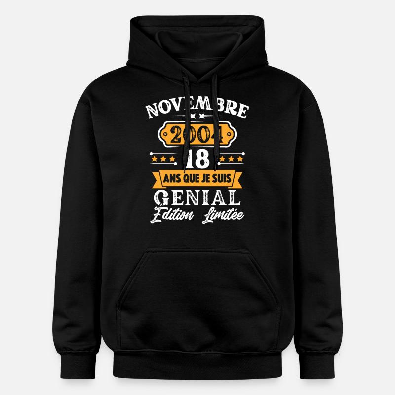 Cadeau D'anniversaire 18 Ans Novembre 2004 Rétro - Sweat à capuche Softstyle® Gildan Unisexe - noir
