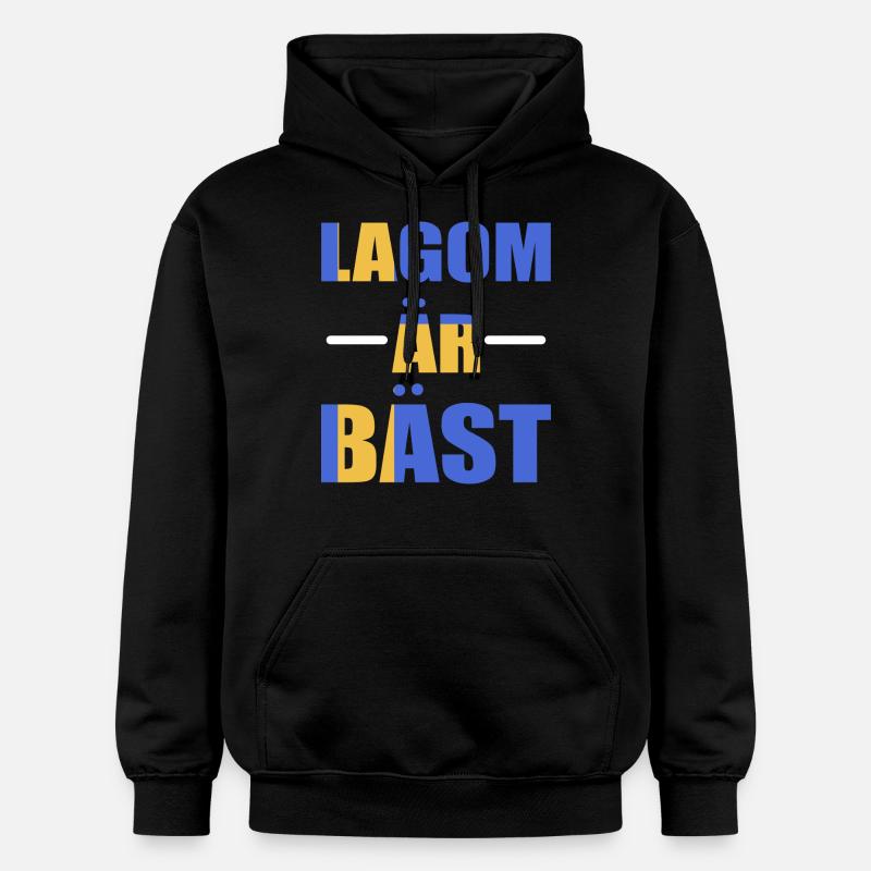 Sverige Svenska Lagom - Gildan luvtröja unisex Softstyle® Midweight - svart